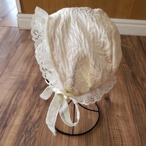 Baby Bonnet An Original By Leuanna Cream Color Lace Ruffle